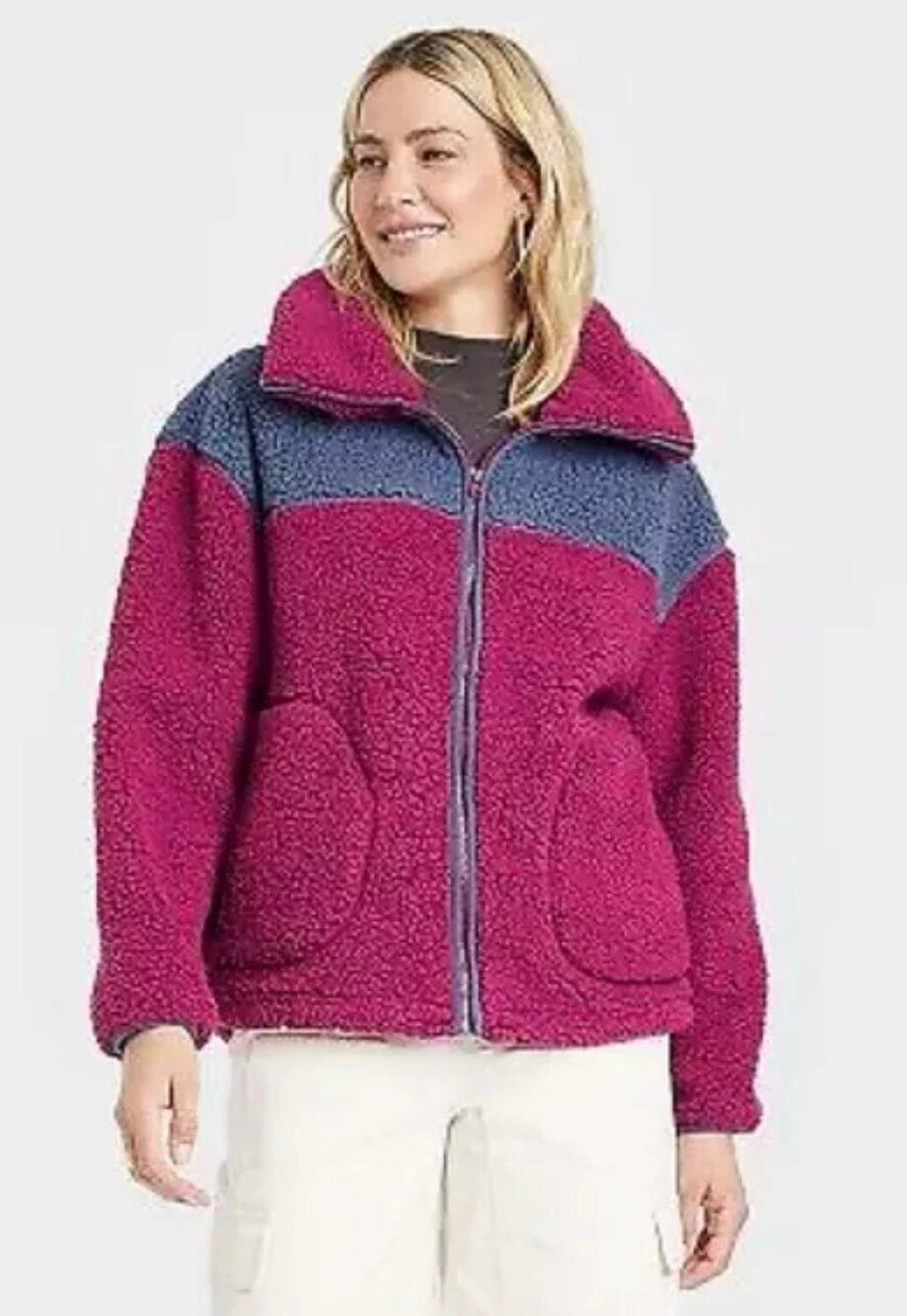 NWT, Size XS Women's Sherpa Anorak Jacket - Universal Thread Purple